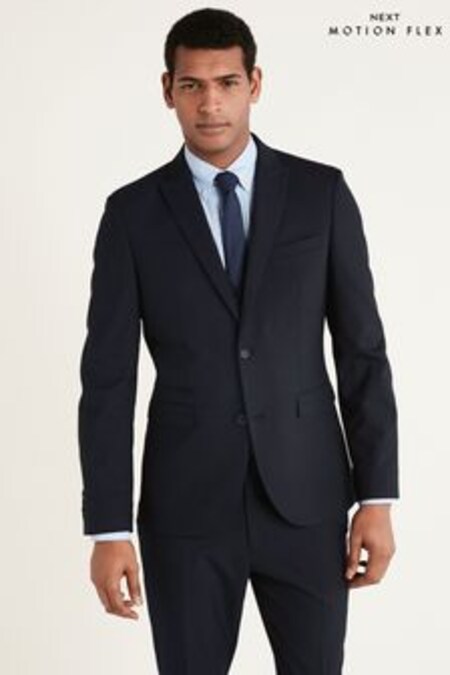 Navy Blue Slim Motion Flex Stretch Wool Suit (A13692) | 133 €
