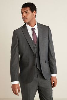 Grey Tailored Fit Motion Flex Wool Blend Suit: Jacket (A13699) | $137