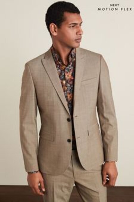 Marrón topo - Slim - Traje de lana elástica Motion Flex: chaqueta (A13705) | 110 €