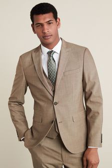 Taupe Tailored Fit Wool Blend Motion Flex Suit (A13707) | TRY 1.020