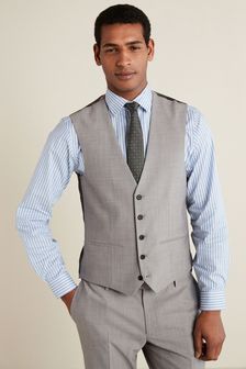 Grey Motion Flex Stretch Wool Blend Suit: Waistcoat (A13723) | $111