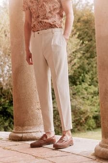 Blanco crudo - Corte amplio - Pantalones de traje con acabado elástico de Motion Flex (A13739) | 42 €