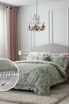 Sage Green Collection Luxe 200 Thread Count Cotton Regency Floral Duvet Cover And Pillowcase Set (A13752) | 85 € - 124 €