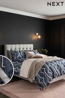 Navy Geo Jacquard Duvet Cover and Pillowcase Set (A13756) | 30 € - 49 €