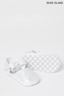 Chaussures River Island blanches avec nœud