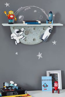 Grey/White Space Astronaut Kids Hand Painted Wall Shelf (A13886) | 2,117 UAH