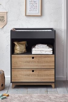 Parker Charcoal and Wood Effect Changing Table with 2 Drawers (A13890) | €345