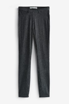 Dark Grey Metallic Stripe Jersey Denim Leggings (A14279) | €15