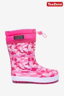 ToeZone Pink Tie Top Camo Wellies (A14377) | $33