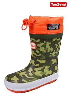 ToeZone Orange Tie Top Camo Wellies (A14381) | €27