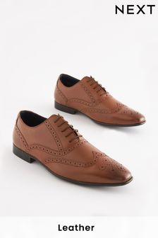 Tan Brown            Leather Oxford Brogue Shoes (A14880) | SGD 56