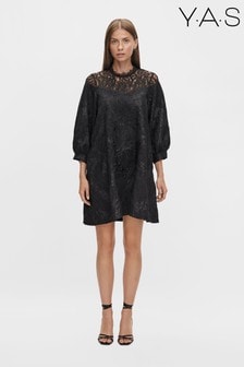 Y.A.S Black Esta Lace Neck Dress (A14925) | $148