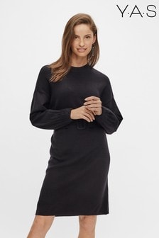 Y.A.S Black Henry Knit Dress (A14928) | $107