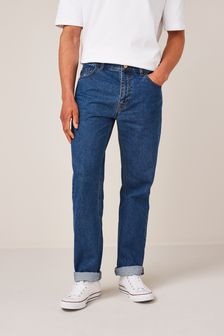 Stredne modrá - Rovný strih - Bavlnené džínsy (A17783) | €18