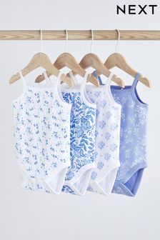 Blue Baby Strappy Vest Bodysuits 5 Pack (A17897) | $29 - $37