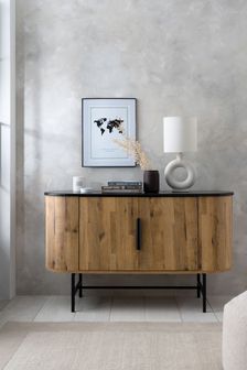 Bronx Oak and Black Marble Effect Curved Sideboard (A18002) | €580