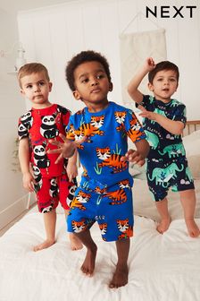 Animaux multicolores brillants - Lot de 3 pyjamas courts (9 mois - 10 ans) (A18095) | €24 - €31