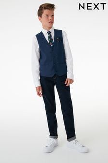 Navy Blue Waistcoat, White Shirt & Tie Set - Chaleco (12 meses-16 años) (A18317) | 39 € - 51 €