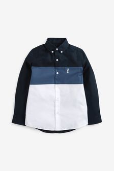 Navy/Blue/White Long Sleeve Oxford Shirt (3-16yrs) (A18343) | BGN 34 - BGN 49