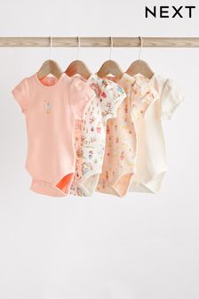 Pink Baby Short Sleeve Bodysuits 4 Pack (A18569) | KRW26,300 - KRW32,800
