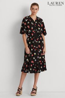 Lauren Ralph Lauren Black Floral Print Sherolyn Midi Dress (A18582) | 145 €