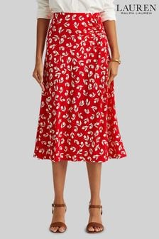 Lauren Ralph Lauren Red Floral Print Dyami Midi Skirt (A18622) | €89
