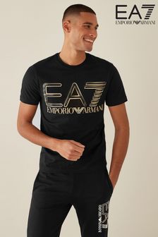 שחור - חולצת טי של Emporio Armani EA7 עם לוגו גדול (A18720) | ‏303 ₪