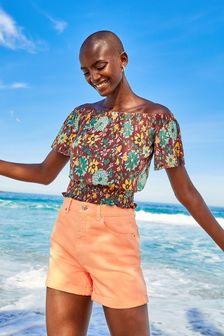 Orange Denim Mom Shorts (A18742) | €10