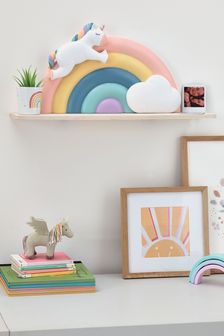 Pink Unicorn Rainbow Kids Hand Painted Wall Shelf (A19046) | 2,117 UAH