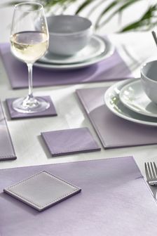 Mauve Purple 4 Reversible Faux Leather Placemats And Coasters Set (A19059) | €27