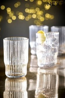 Clear Bronx Glassware Set of 4 Tall Tumbler Glasses (A19077) | $42