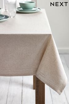 Natural Detailed Trim Cotton & Linen Blend Table Cloth (A19089) | R580 - R709