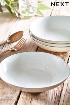 Set of 4 White Kya Dinnerware Set of 4 Pasta Bowls (A19102) | ₪ 92