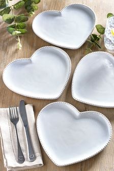Grey Heart Embossed Set of 4 Side Plates (A19122) | $30