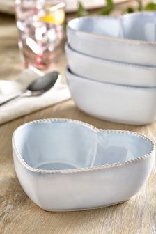 Grey Heart Embossed Set of 4 Bowls (A19259) | $39
