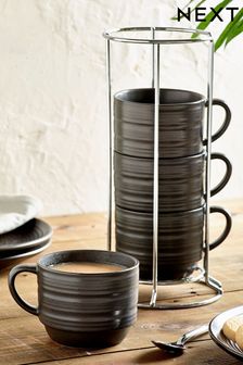 Black Bronx Set of 4 Stacking Mugs (A19297) | AED88