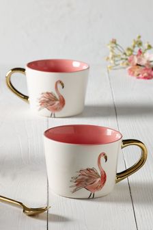 Lot de 2 mugs à imprimé flamant rose (A19300) | €12