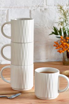 Set of 4 White Mugs (A19326) | 6 BD