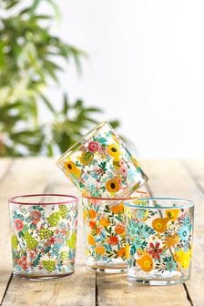 Set of 4 Bright Floral Capri Tumbler Glasses (A19355) | 20 €