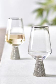 Set of 2 Silver Harper Set of 2 Wine Glasses (A19357) | OMR11