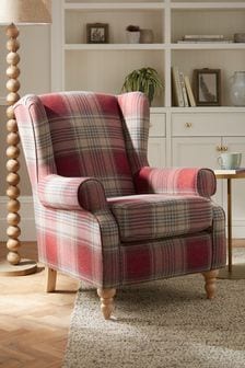 Versatile Check Stirling Red Sherlock Highback Armchair (A19415) | €610