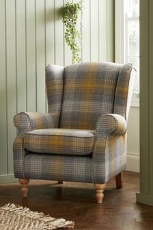 Tweedy Check Murray Ochre Yellow Sherlock Highback Armchair (A19435) | €610