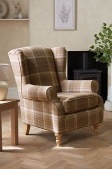 Tweedy Check Burford Natural Sherlock Highback Armchair (A19460) | €610