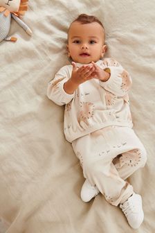 marron neutre - Ensemble t-shirt et pantalon de jogging motif lion coupe oversize pour bébé (0 mois - 2 ans) (A19465) | CA$ 39 - CA$ 41
