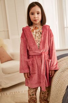 Pink/Rust Orange Carved Velour Dressing Gown (3-16yrs) (A19896) | €28 - €33
