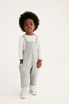 Grey Embroidered Dungarees (3mths-7yrs) (A20118) | €17 - €21