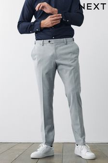 Light Grey Slim Fit Motion Flex Stretch Suit: Trousers (A20207) | OMR17