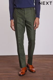 Vert - Coupe slim - Pantalon de costume en laine mélangée Donegal (A20254) | €47