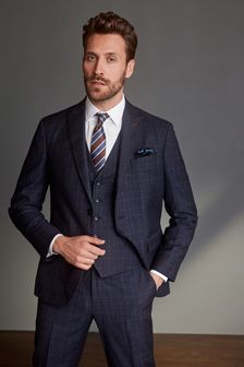 Blue Regular Fit Check Signature Empire Mills Suit: Jacket (A20277) | 179 €