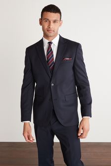 Navy Tailored Fit 100% Wool Suit (A20279) | 176 zł